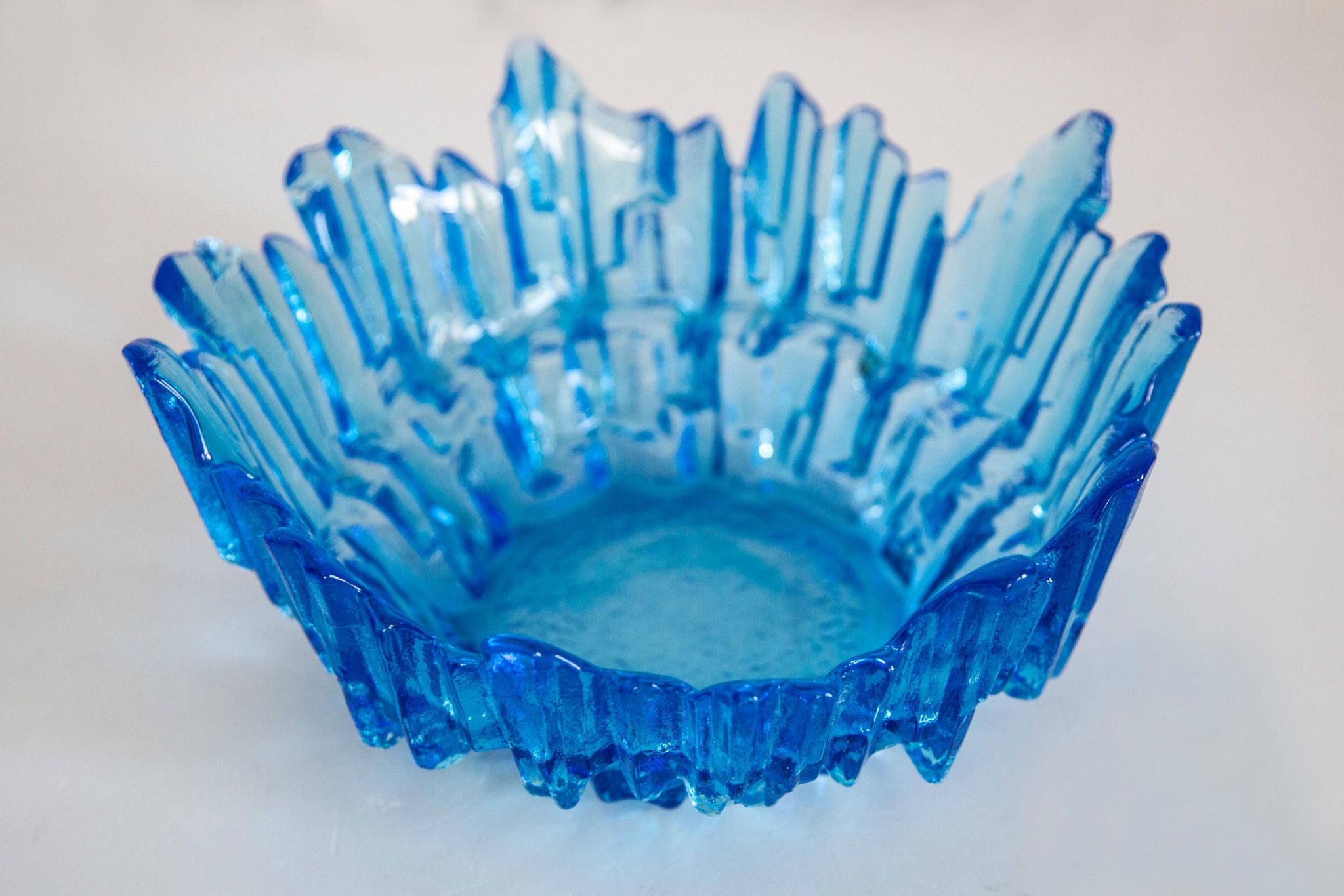 Vintage decorative plate in light blue glass, Italy, 1960s