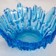 Vintage decorative plate in light blue glass, Italy, 1960s