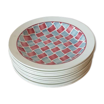 Set of 10 hollow plates in Creil and Montereau earthenware HBCM model Yves