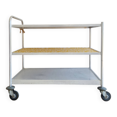 Chariot industriel - Desserte chromée plateaux fleuris