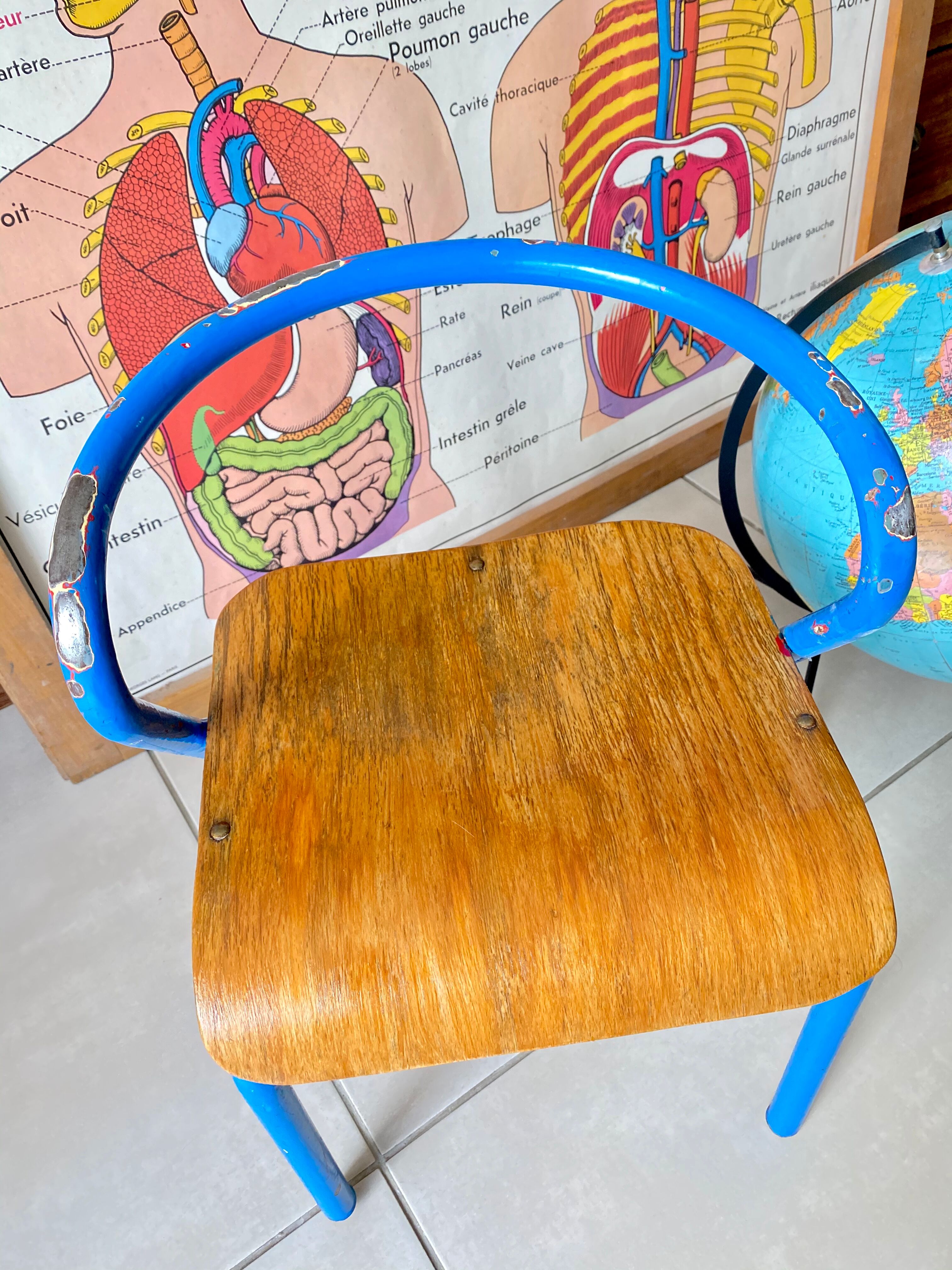 Vintage child school chair Jacques Hitier