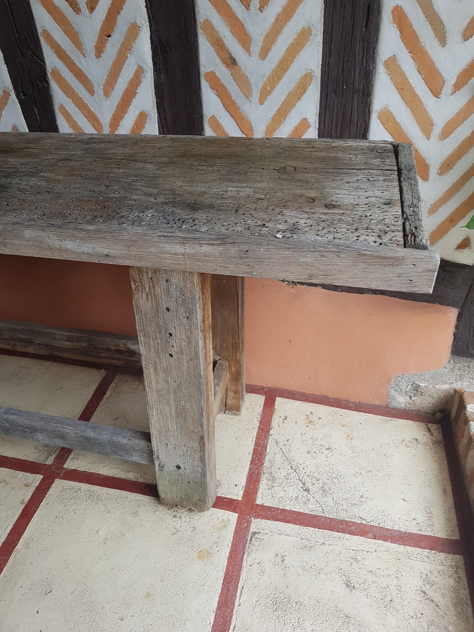 Old workbench of carpenter raw wood