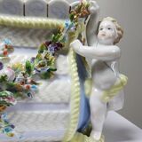 Small antique German porcelain planter Putti 19th century Meissen style