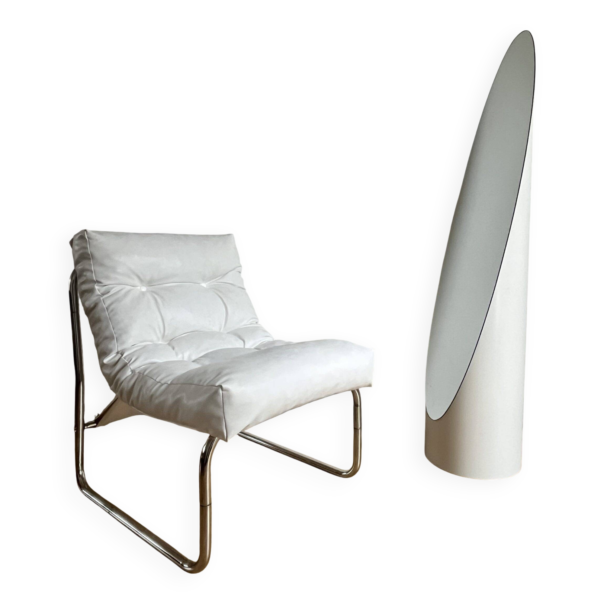 White faux leather armchair by Christian Koban for DOM edition
