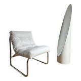 Fauteuil chauffeuse en simili blanc par Christian Koban pour DOM édition