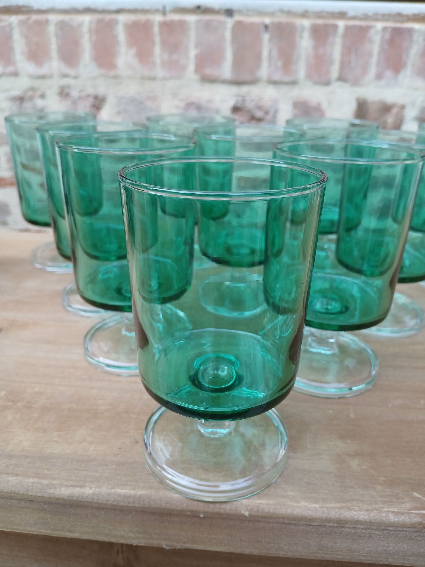 10 antique Luminarc stemmed glasses