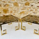 Pair of brass and glass side tables circa 70/80