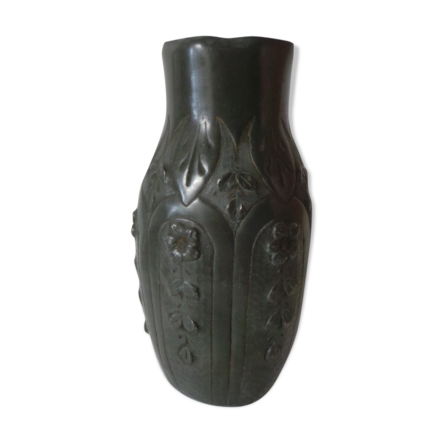 Vase in etain decor floral the french etain