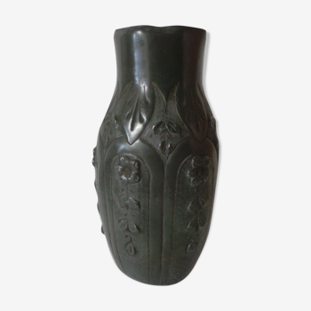 Vase in etain decor floral the french etain