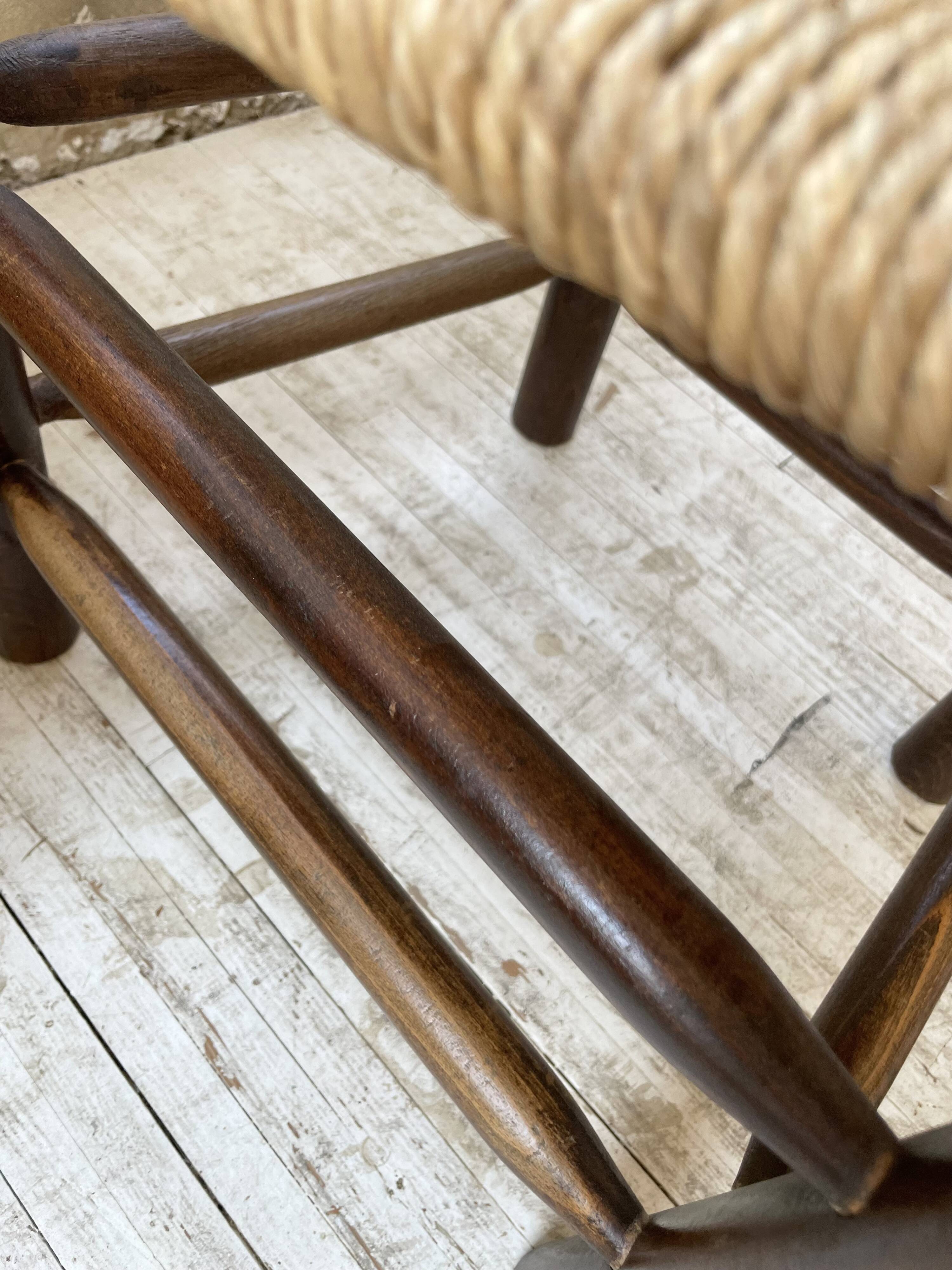 6 straw and oak chairs, mountain furniture