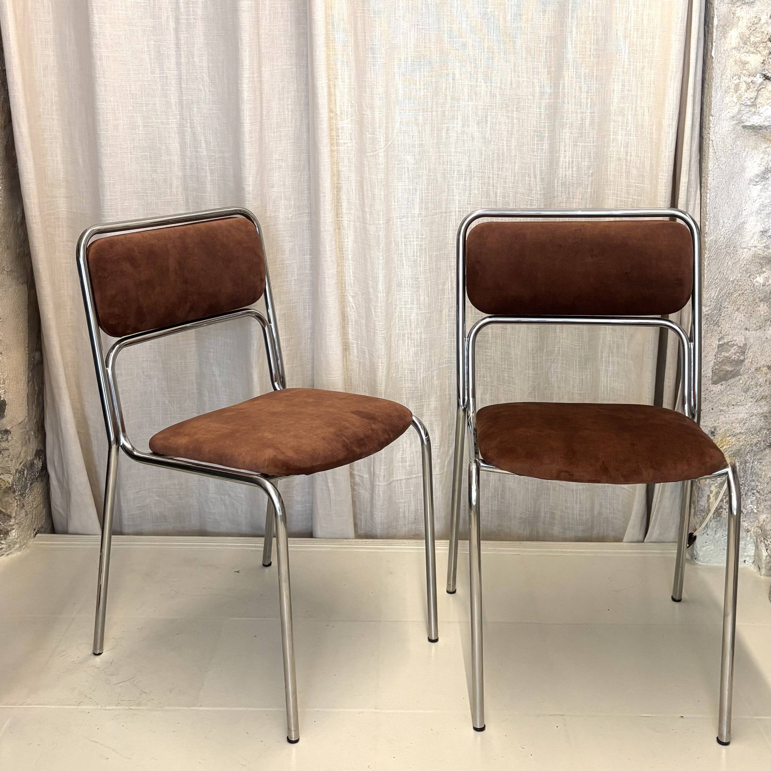 70s chrome metal chairs reupholstered