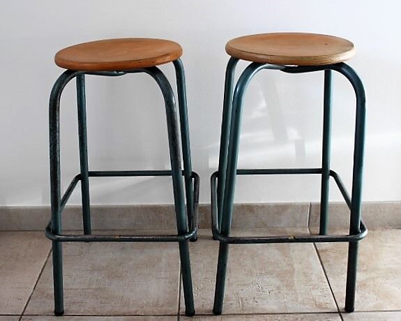 Pair of high industrial stools