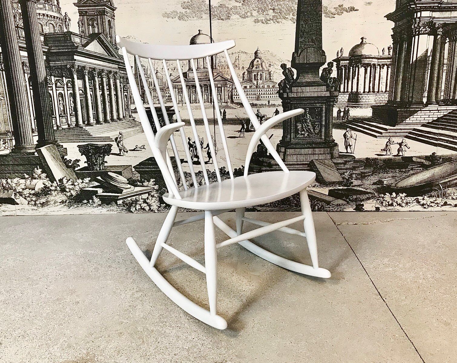 Wooden Rocking chair by Illum Wikkelsø for Niels Eilersen, Denmark 1950s