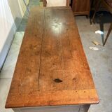 Large antique oak chest with turned legs