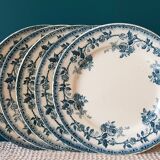 Set of 5 old blue flat plates H.B.&Cie