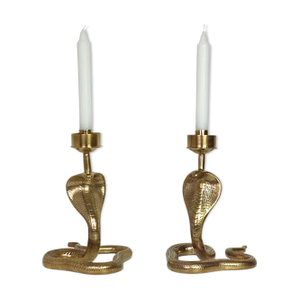 Cobra Brass Candle Holders