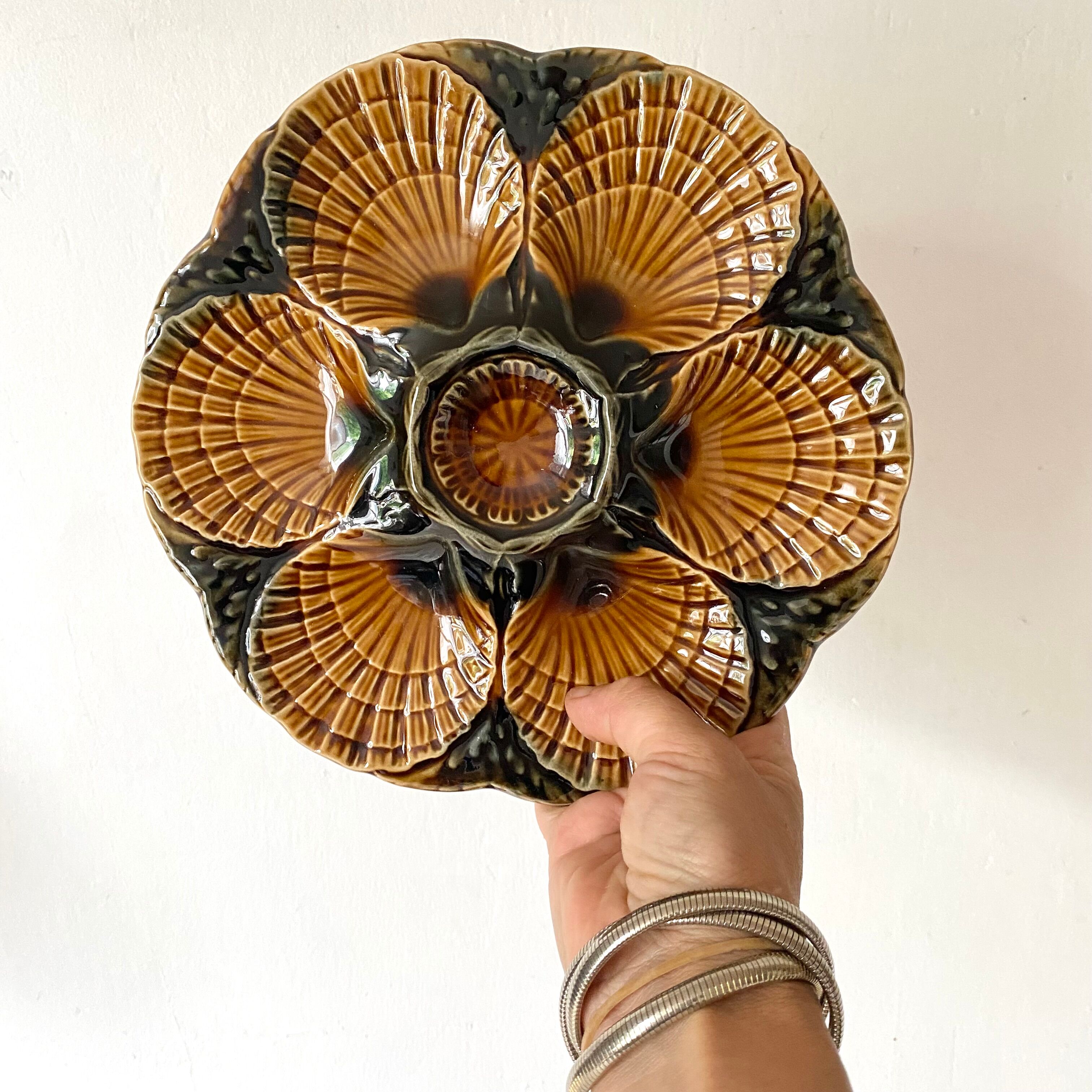 Sarreguemines slurry oyster plates