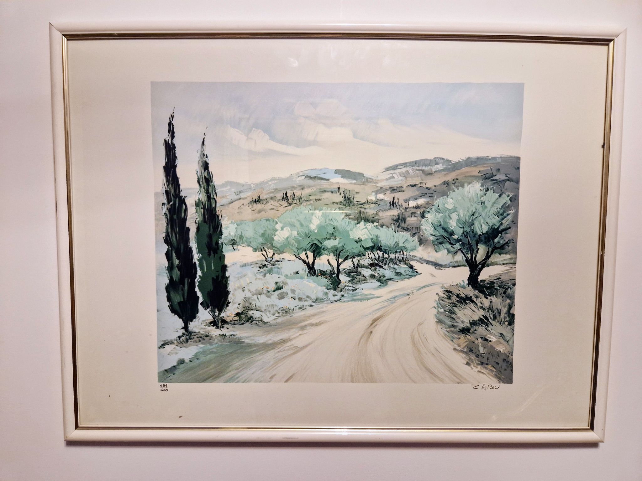 Lithographie "Chemin de l'oliveraie" par Victor Zarou