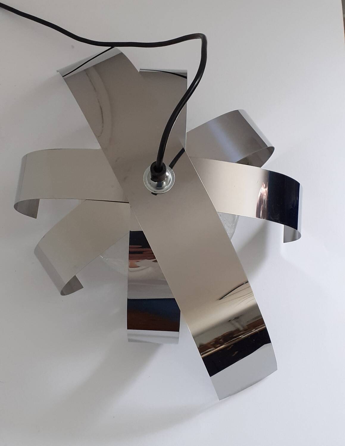 70's chrome metal/glass chandelier