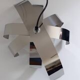 70's chrome metal/glass chandelier