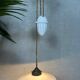 Antique adjustable pendant lamp – opaline and porcelain