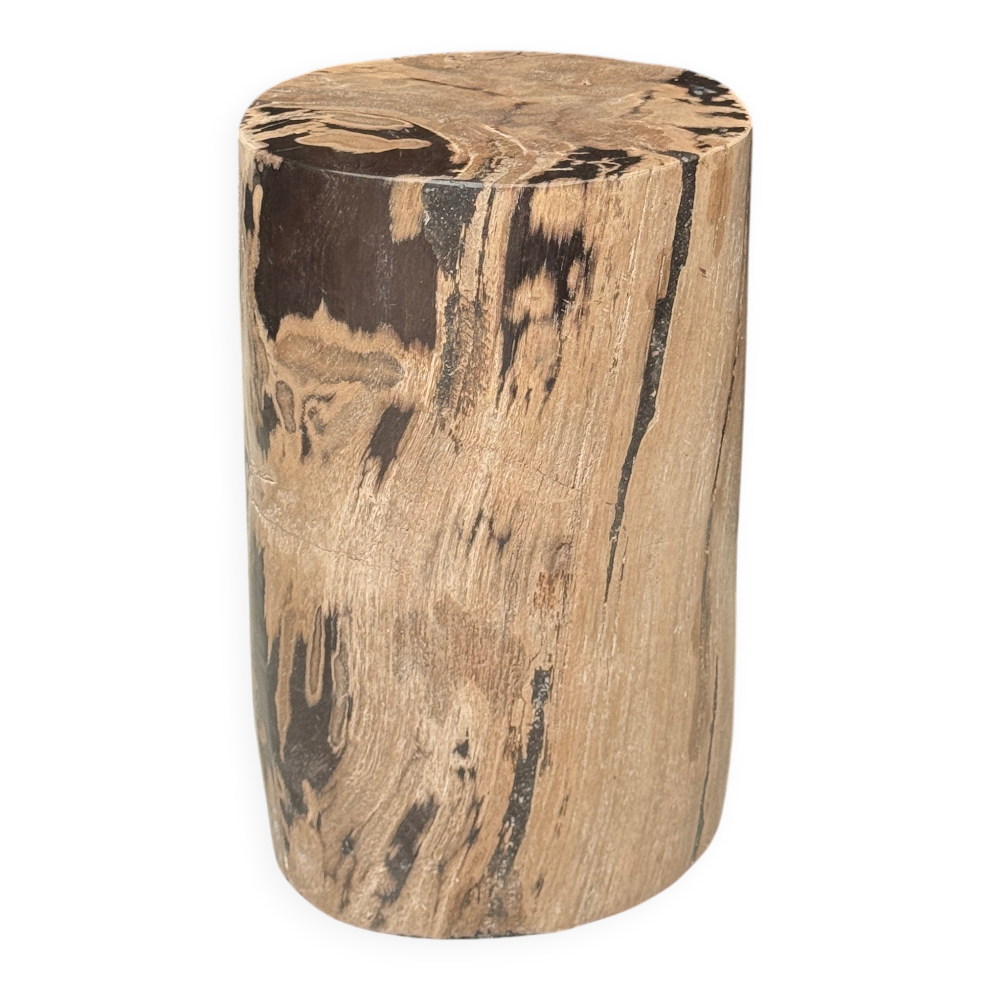 Brown and black petrified wood side table H35 D27 - 3333