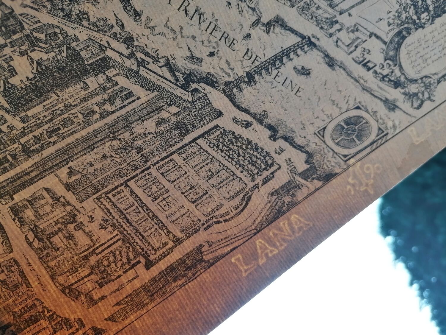 Old map of Paris by Melchior Tavernier