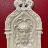 Digoin Sarreguemines earthenware holy water font