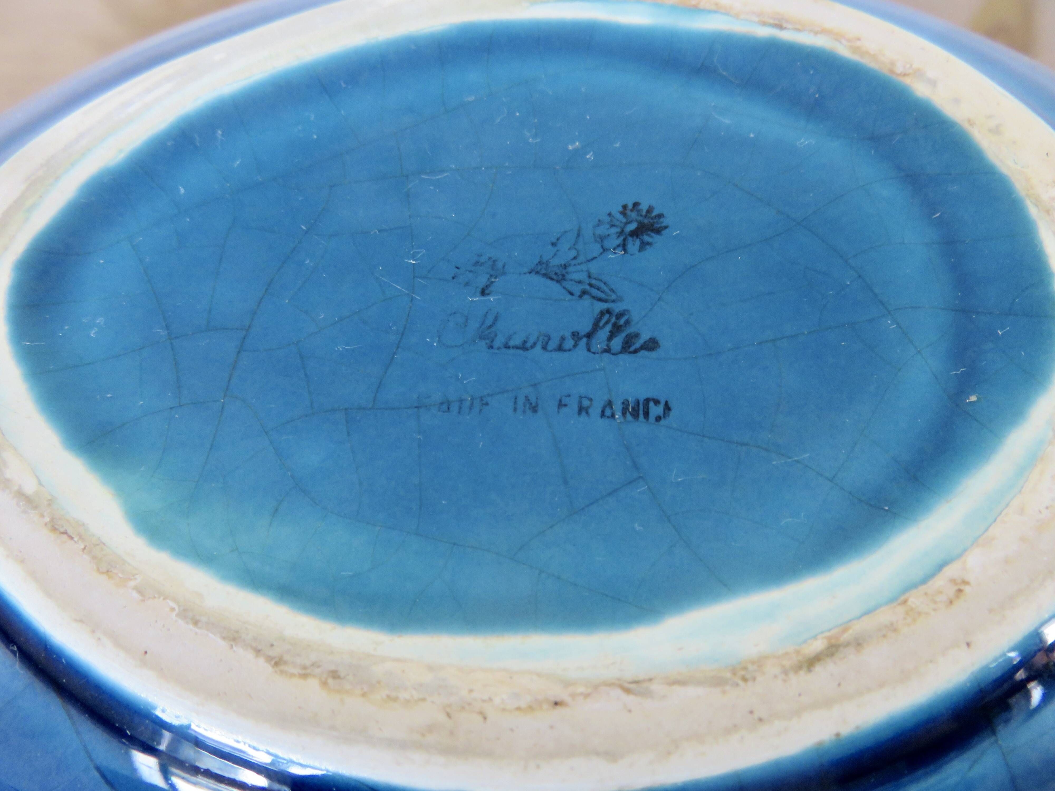 Empty pocket, blue cracked Charolles ceramic, 1960s