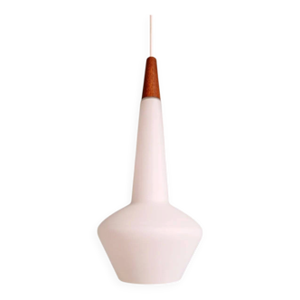 Scandinavian suspension in satin white opaline, 1960.