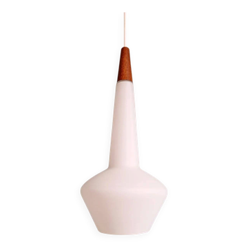 Scandinavian suspension in satin white opaline, 1960.
