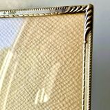 Cadre photo art déco vintage en métal 24,5 cm x 18,5 cm verre convexe