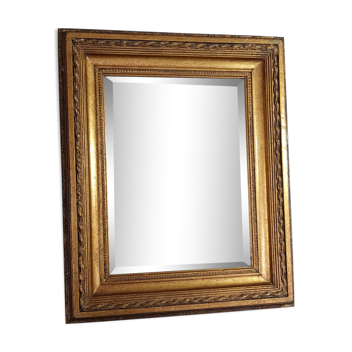 Old mirror beveled frame louis xvi style gilded stucco wood 58x48,5 cm sb