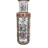 Old large Chinese canton vase, 1900s. in porcelain, famille rose style 47 x 16 cm