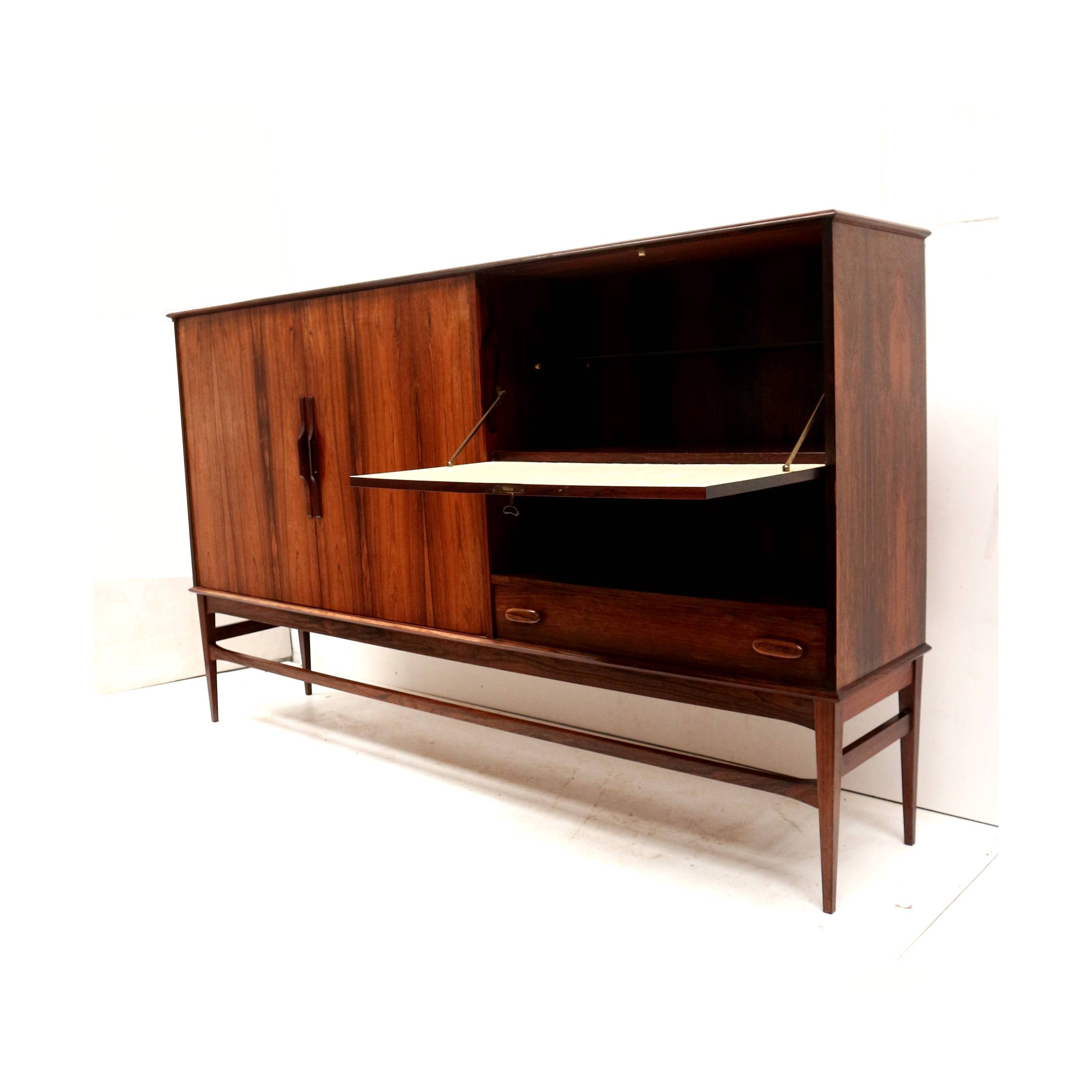 High quality vintage rosewood highboard / high sideboard made in the 60s