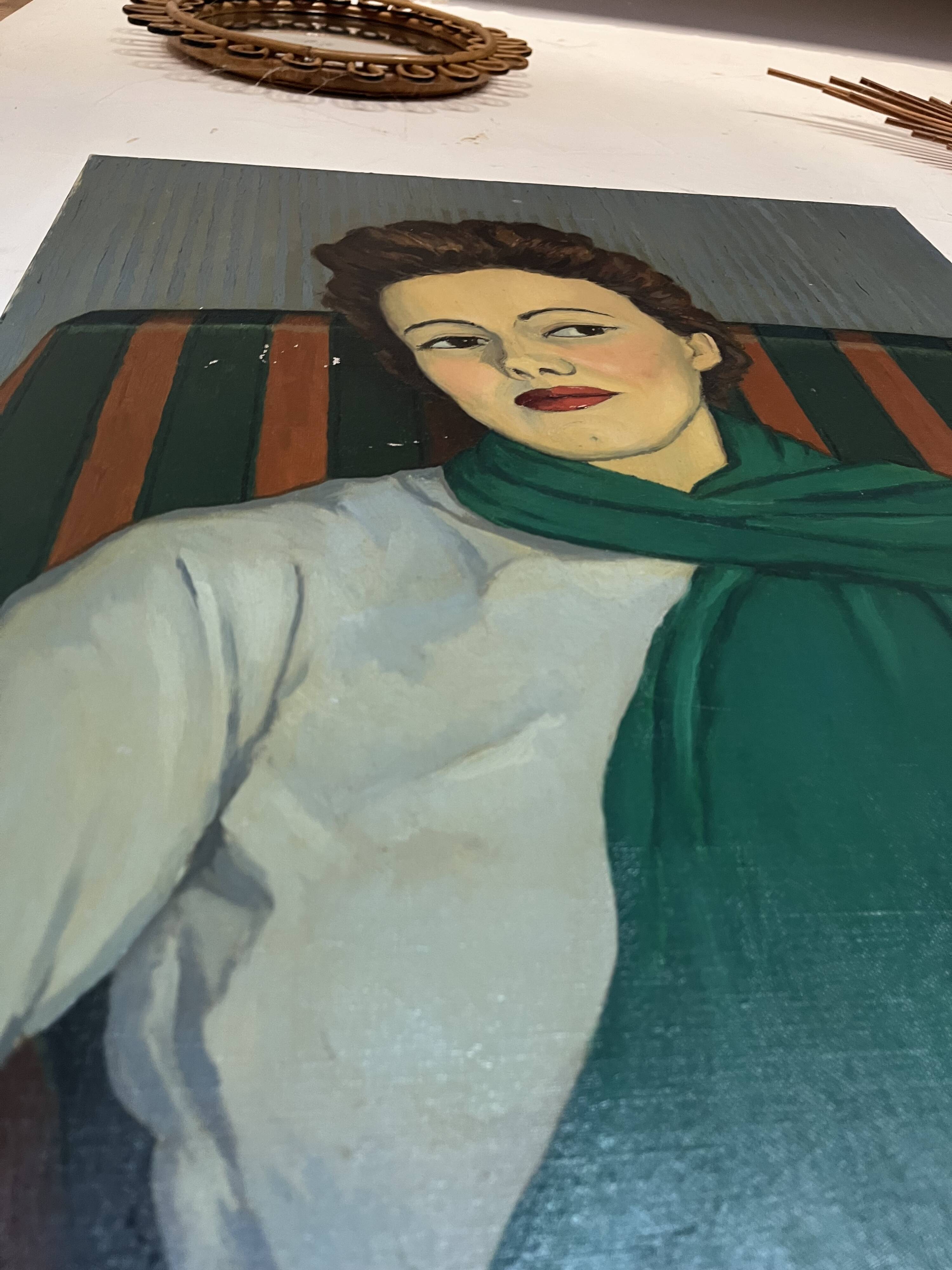 Portrait féminin – Pierre Morosini, 1956 – Huile sur toile, École de Paris