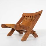 Pair of Folding Chair, Wood and Leather, Brazilian style