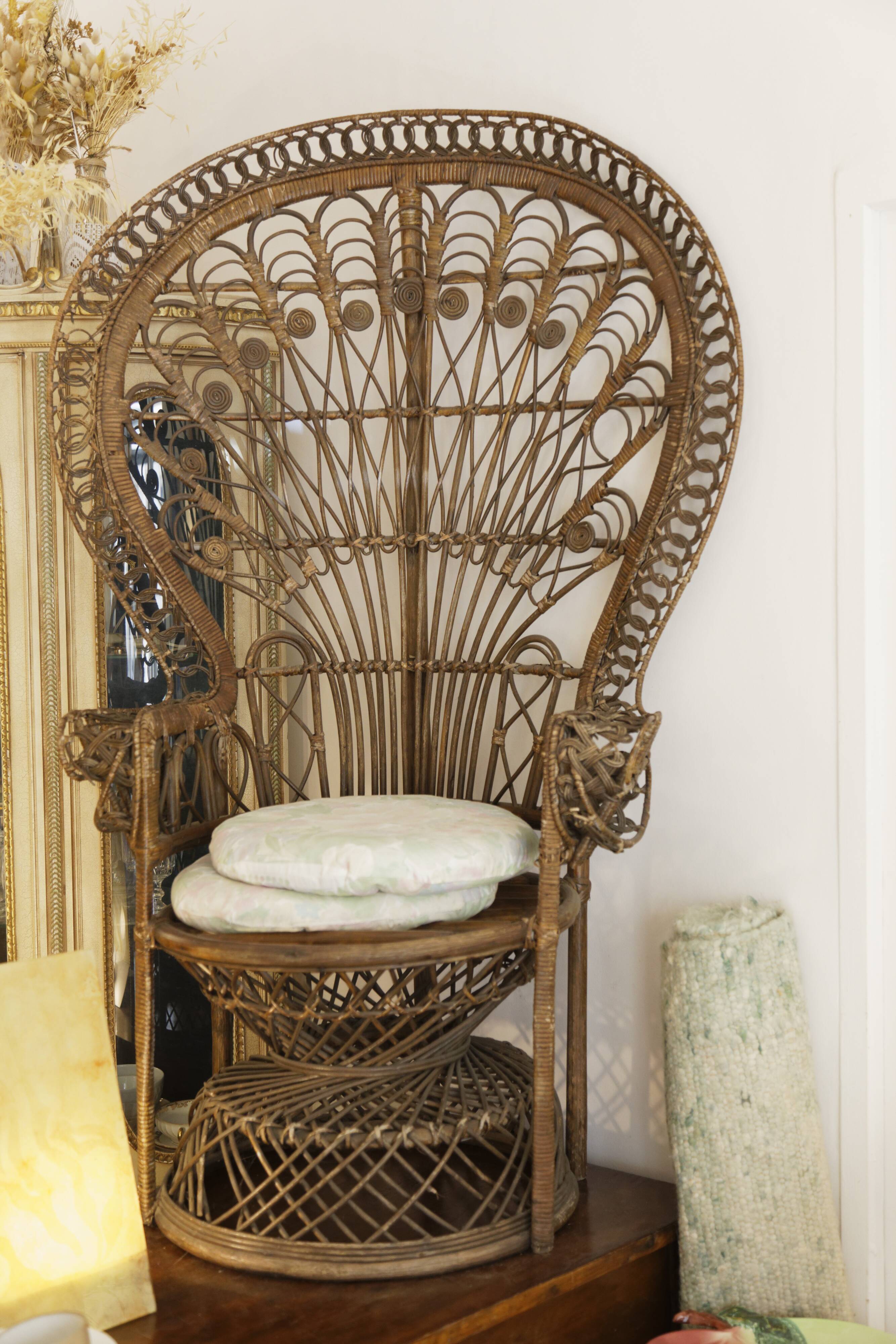 Armchair Emmanuelle Peacock Rattan