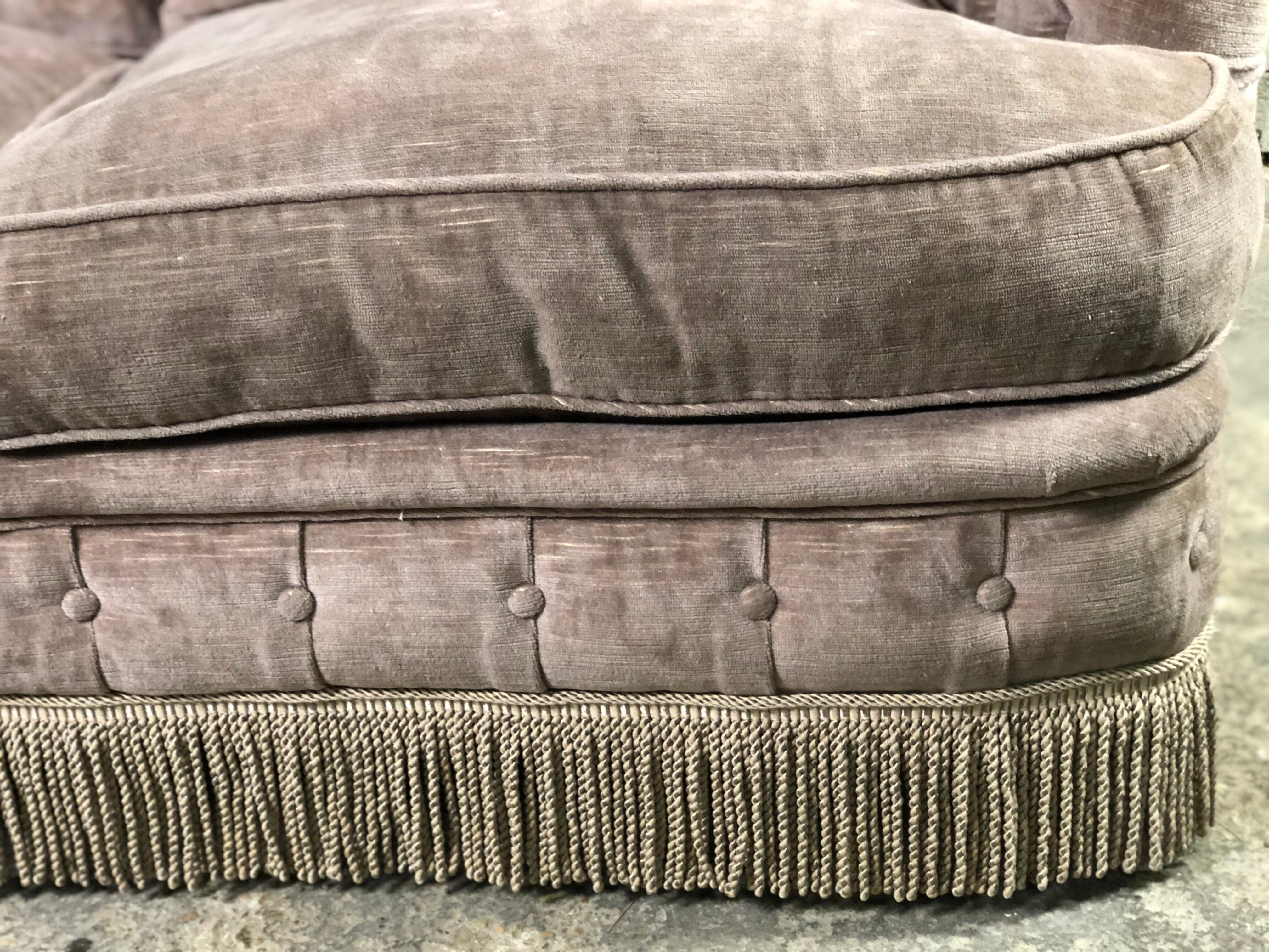 vintage velvet taupe sofa 70's style