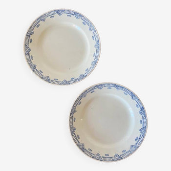 2 Gien plates with blue decoration