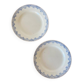 2 assiettes Gien à décor bleu