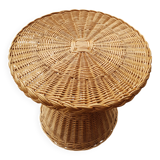 Round wicker side table