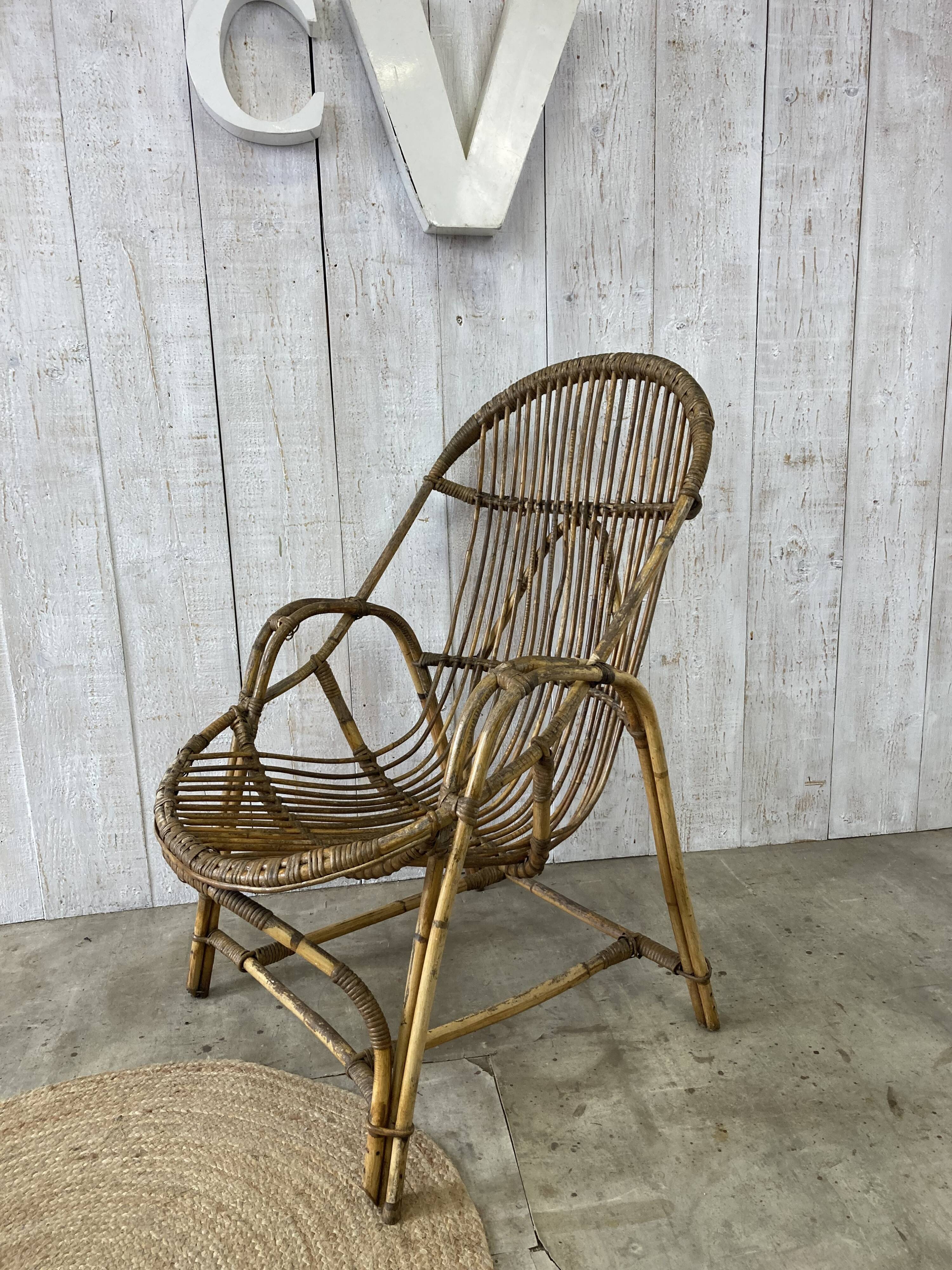 Pair of vintage rattan armchairs