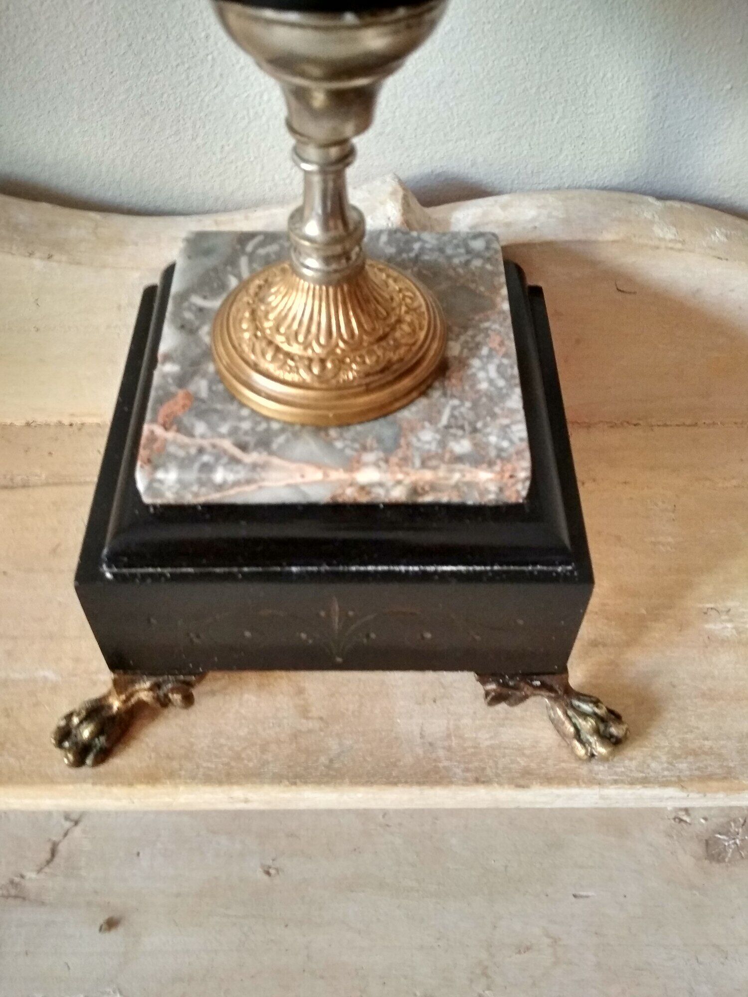 Old candelabra 4 burners in bronze brass and marble, French torches Napoleon III