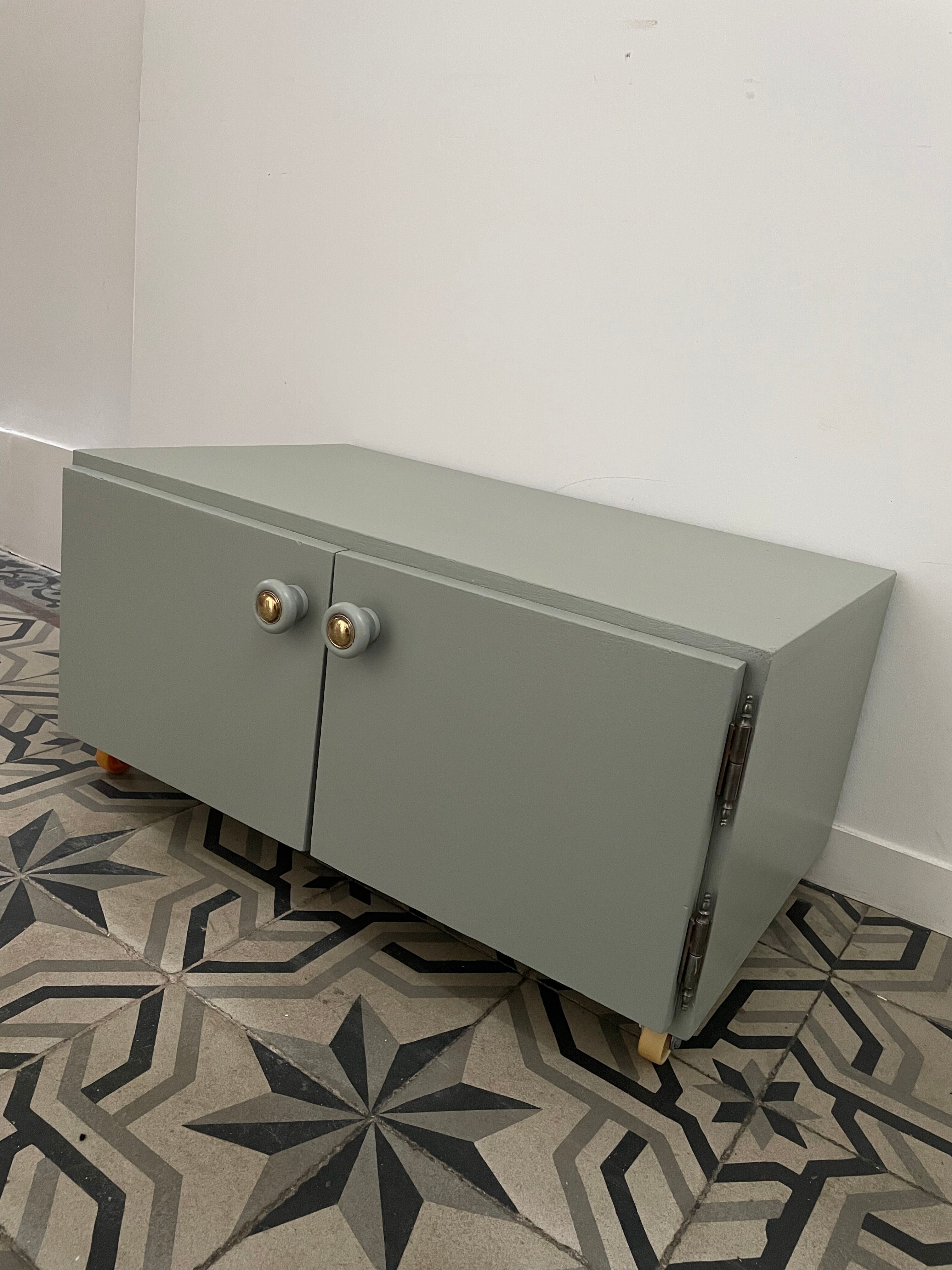 Antique low furniture restyled on wheels