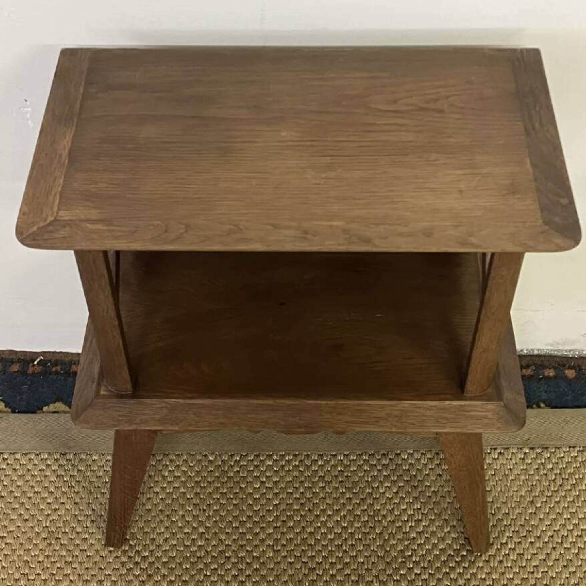 Table de chevet à croisillons, pieds compas vintage