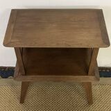 Bedside table with crossbars, vintage compass legs