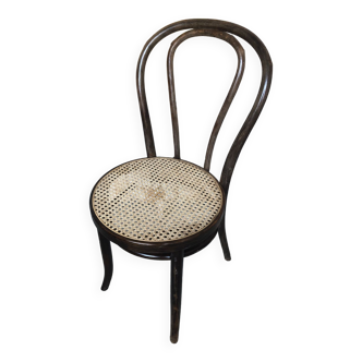 Chair bistrot style thonet dark wood & seat cannée 70s vintage #a233