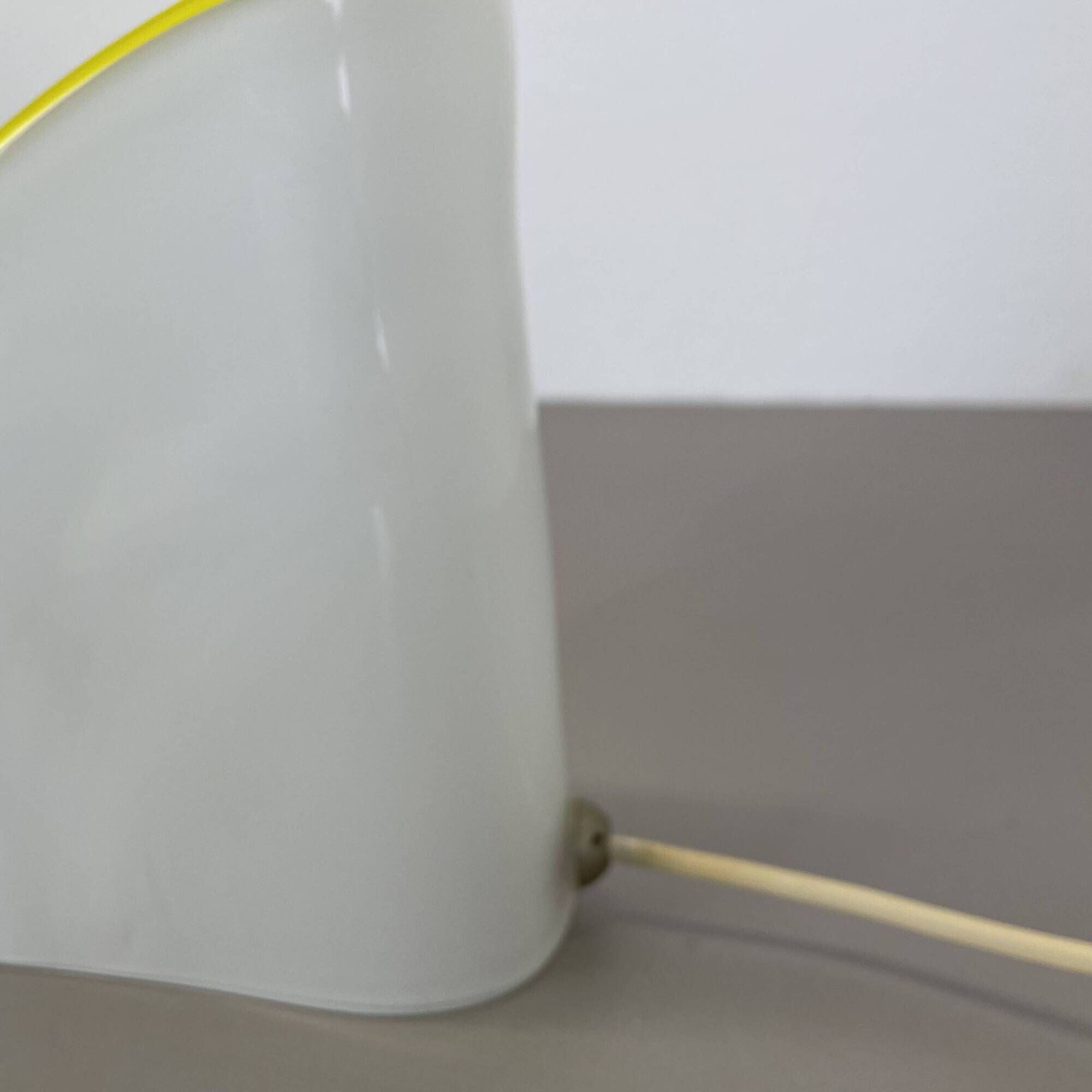 Minimalist White and Yellow Murano Glass Table Lamp by De Majo, Italy 1970s