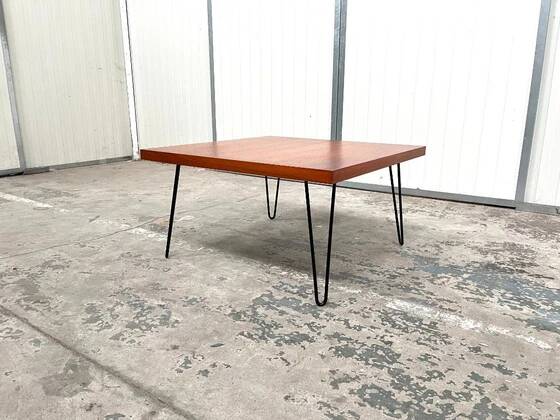 Teak coffee table with hairpin legs
